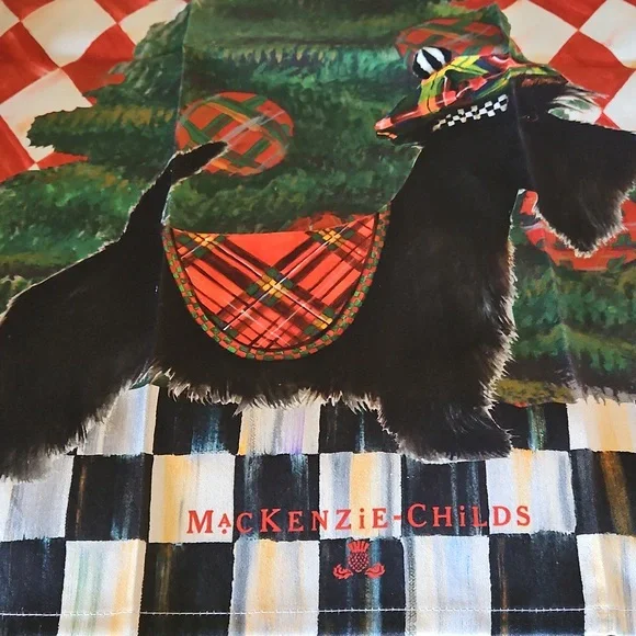 Two MacKenzie-Childs Holiday Dog Towels - Red and Green - Picture 3 of 3